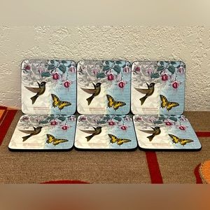 Botanic Hummingbird Coasters Portmeirion / Pimpernel Coasters set of 6